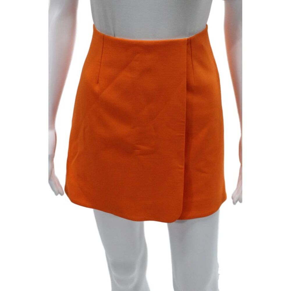 Carolina Herrera Women Orange Wrap Skirt Short Polyester Zip Size S